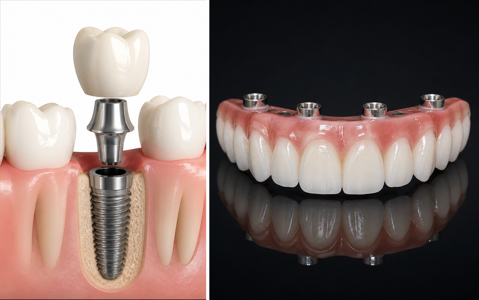 Dental implant and full-arch implant restoration examples