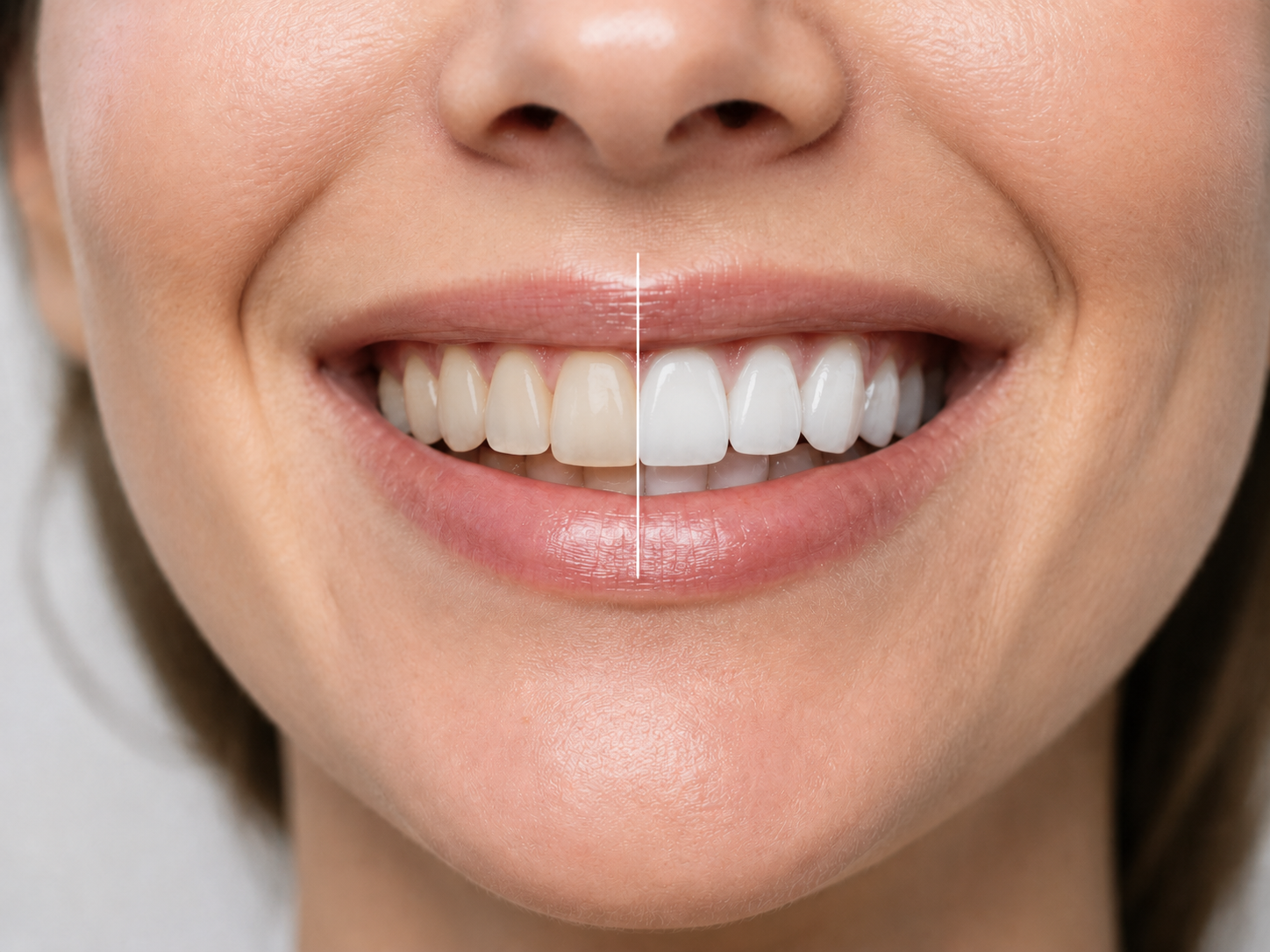 Teeth whitening shade comparison with brighter natural enamel